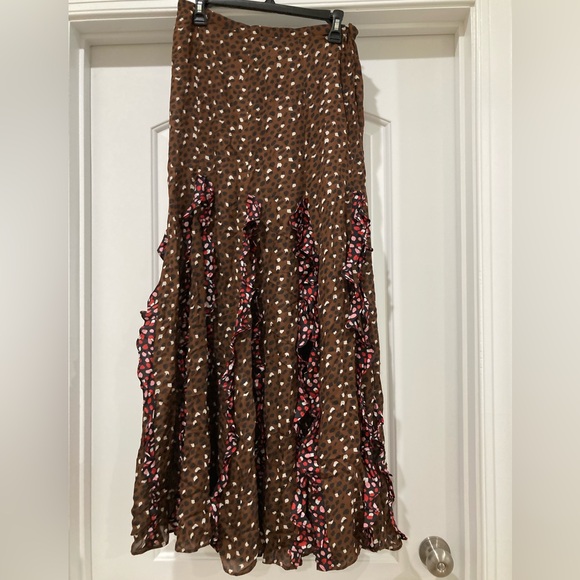 Cynthia Rowley Brown Polka Dot Maxi Skirt New - Picture 3 of 9